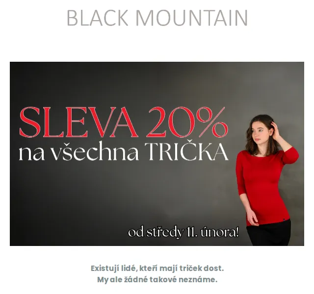 Black Mountain: sleva 20 % na všechna trička – duben 2026