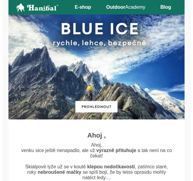 Hanibal.cz: Blue Ice ultralehké vybavení – červen 2026 | Nuslet.cz