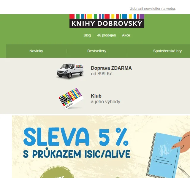 KnihyDobrovsky.cz: Sleva 5 % na vše s ISIC – červenec 2026 | Nuslet.cz