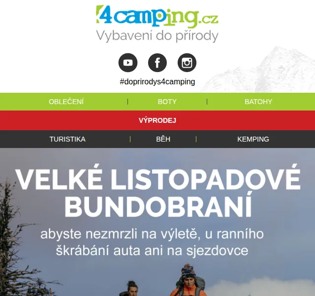 4camping: 15% sleva na bundy – listopad 2026 | Nuslet.cz