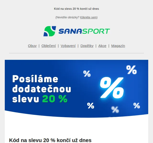 Sanasport: 20% sleva na sportovní výbavu – červen 2026 | Nuslet.cz
