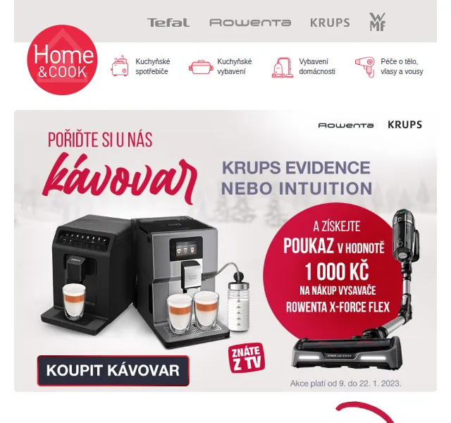 Home & Cook: 1 000 Kč sleva na vysavač Rowenta – červen 2026 | Nuslet.cz