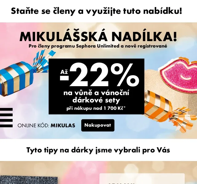 Sephora: Sleva -22 % na vůně a vánoční sady – prosinec 2025 | Nuslet.cz