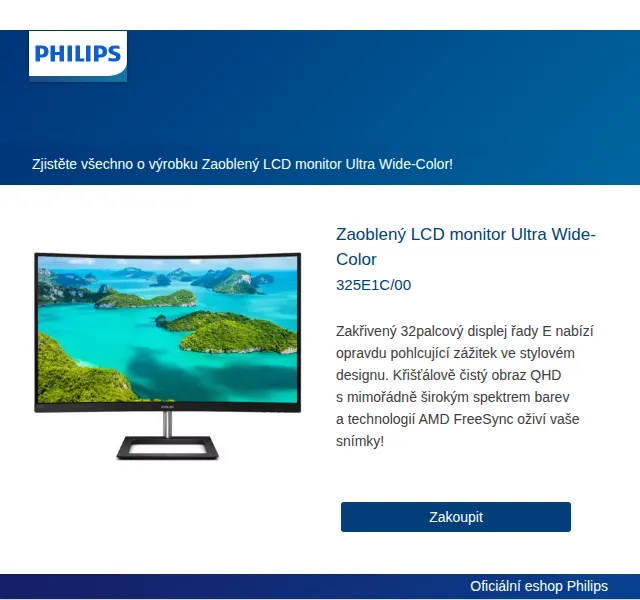 Philips: Zaoblený LCD monitor Ultra Wide-Color – červen 2026 | Nuslet.cz