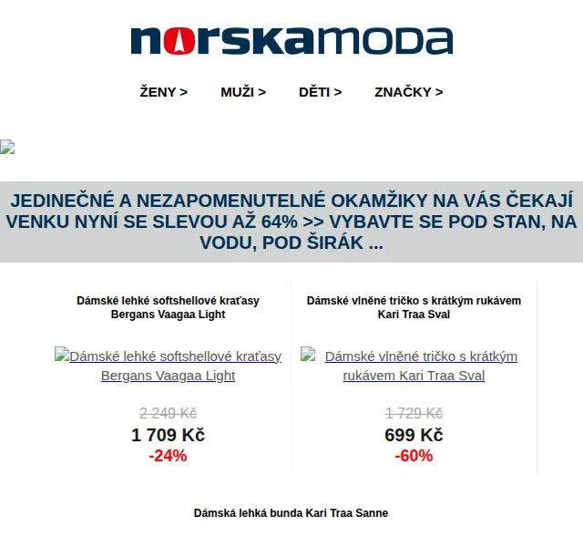 Norskamoda.cz: Sleva až 64 % na outdoorové vybavení – červen 2026 | Nuslet.cz