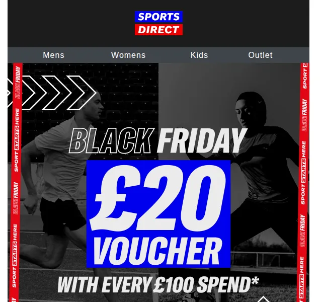 Sportsdirect.com: Sleva £20 při nákupu nad £100 – červen 2026 | Nuslet.cz