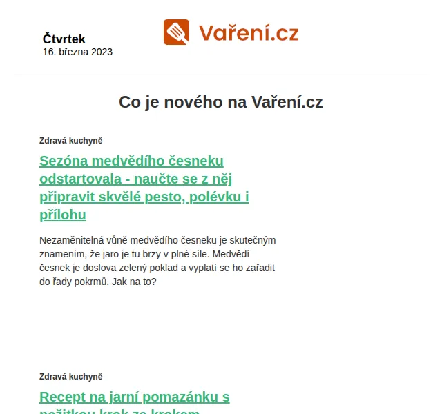 Vaření.cz: Nové jarní recepty – medvědí česnek, jehněčí žebírka – červen 2026 | Nuslet.cz