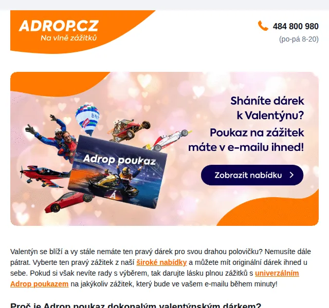 Adrop: Valentýnské zážitkové dárky – červen 2026 | Nuslet.cz
