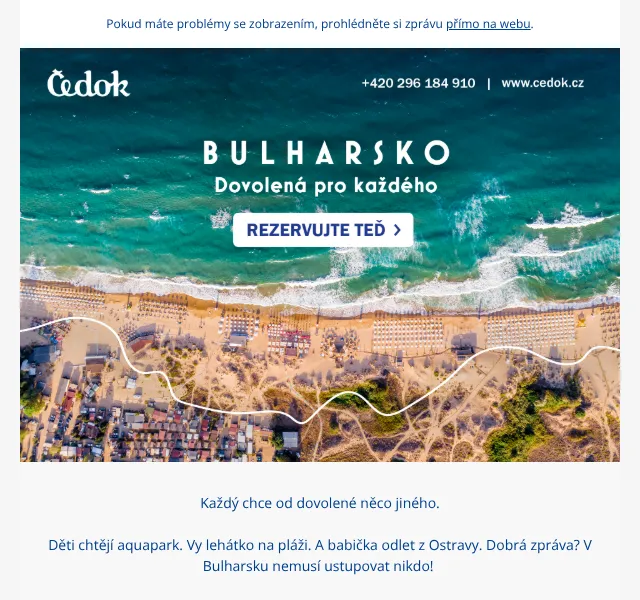 Čedok: Last Minute Bulharsko od 6 590 Kč – červenec 2026