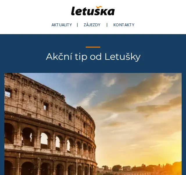 Letuška.cz: letenka Praha – Řím od 1 620 Kč – červen 2026 | Nuslet.cz
