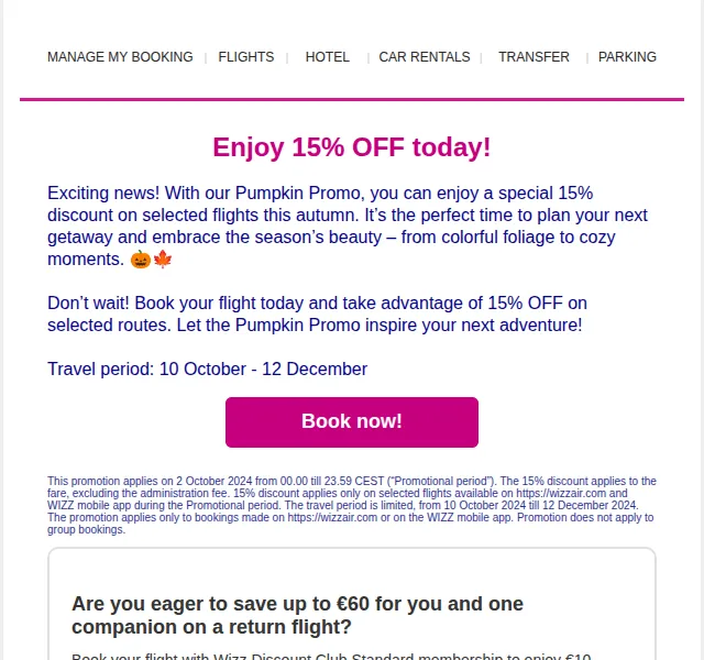 Wizz Air: 15% sleva na letenky – říjen 2024 | Nuslet.cz