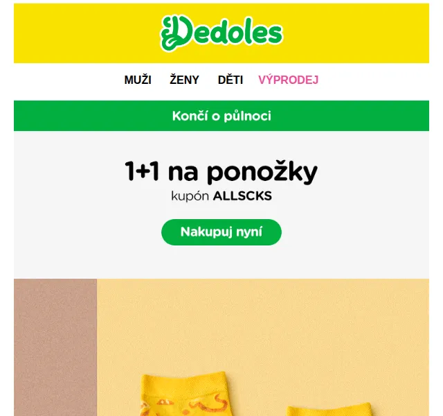Dedoles: Ponožky 1+1 zdarma – červen 2026 | Nuslet.cz