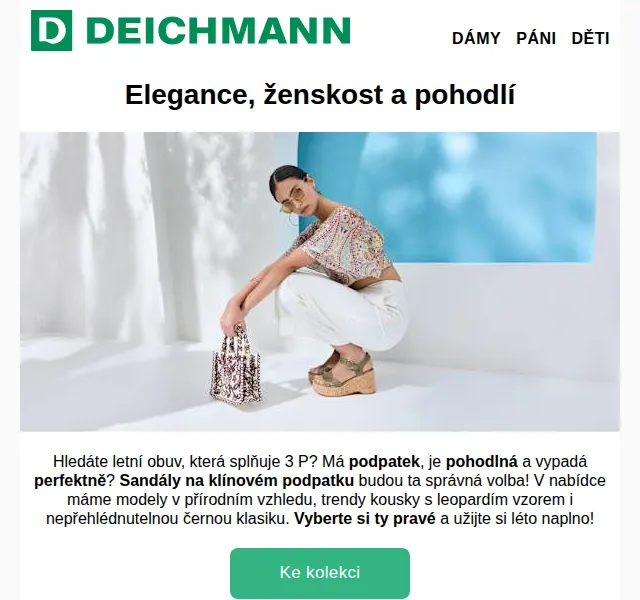 Deichmann: Sandály na klínku až -50 % – srpen 2026