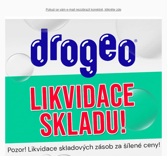 Drogeo: Likvidace skladových zásob za šílené ceny – červen 2026 | Nuslet.cz