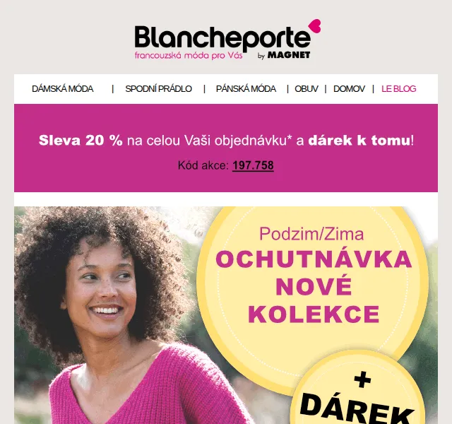Blancheporte: Sleva 20% na podzimní kolekci – červen 2026 | Nuslet.cz