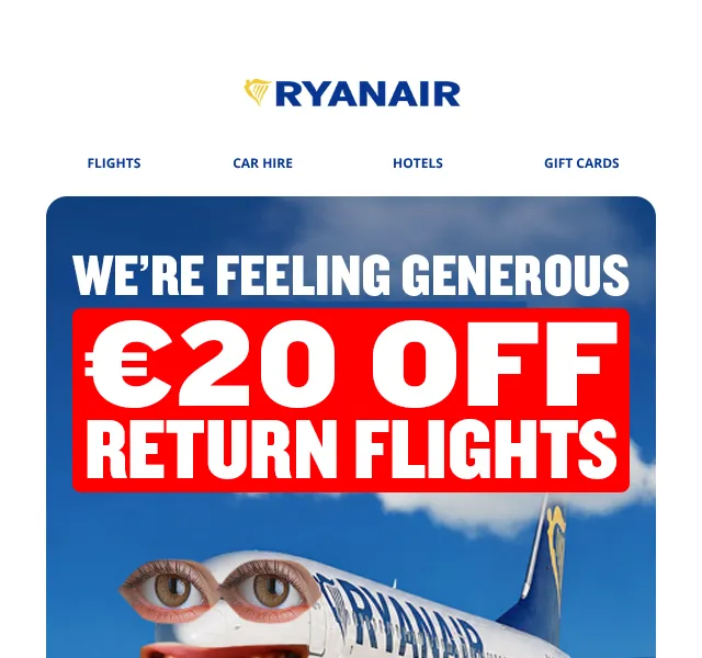 Ryanair: 20 % sleva na zpáteční lety – září 2026