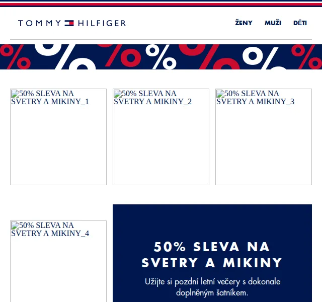 Tommy Hilfiger: 50% sleva na svetry a mikiny – červen 2026 | Nuslet.cz