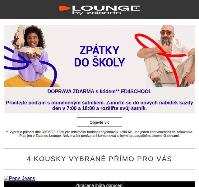 Lounge by Zalando: Sleva až 80 % na Pepe Jeans, Eastpak, Valentino – září 2026 | Nuslet.cz