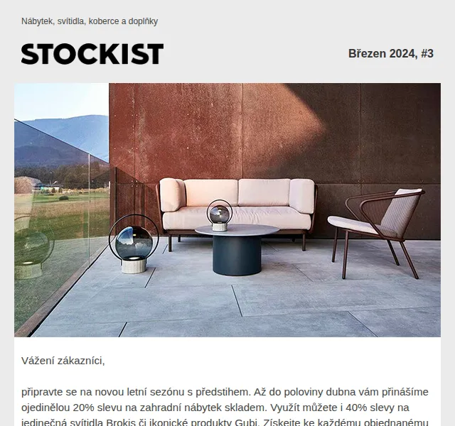 Stockist: Brokis a Gubi 40%, podnožka ke křeslu Uchiwa zdarma – březen 2026 | Nuslet.cz