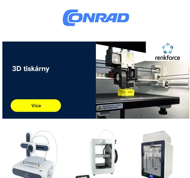 Conrad Electronic: 3D tiskárny Renkforce, Mesh routery – červen 2026 | Nuslet.cz