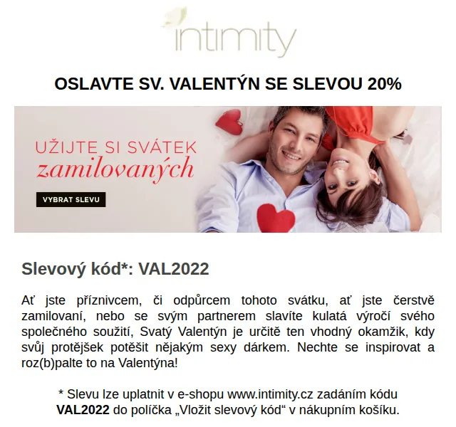 Intimity: sleva 20 % na Valentýn – únor 2026 | Nuslet.cz