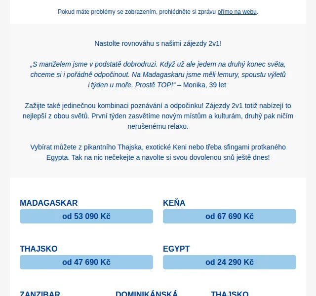 Čedok: Zájezdy 2v1 od 24 290 Kč – červenec 2026 | Nuslet.cz
