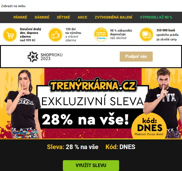 Trenýrkárna: 28 % na vše – červen 2026 | Nuslet.cz