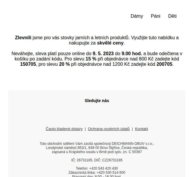 DEICHMANN: Sleva až 20 % na stovky produktů – červen 2026 | Nuslet.cz