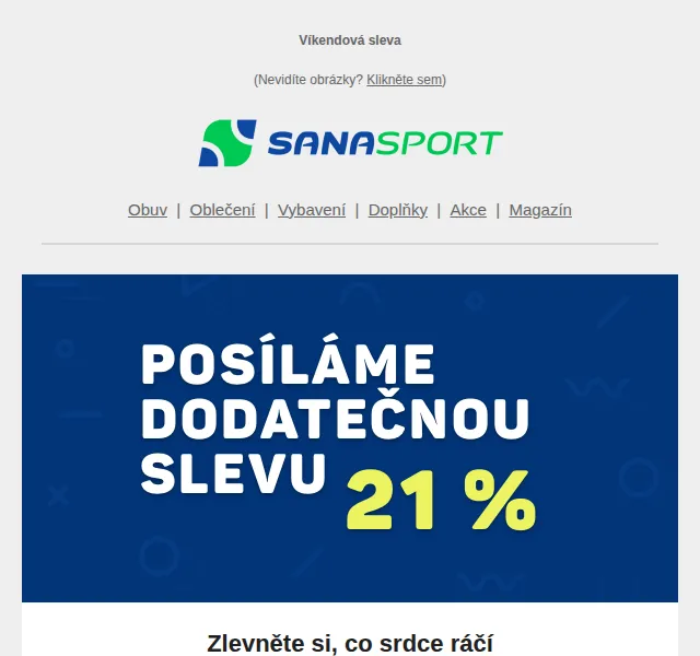 Sanasport: dodatečná sleva 21 % na vybrané značky – červen 2026 | Nuslet.cz