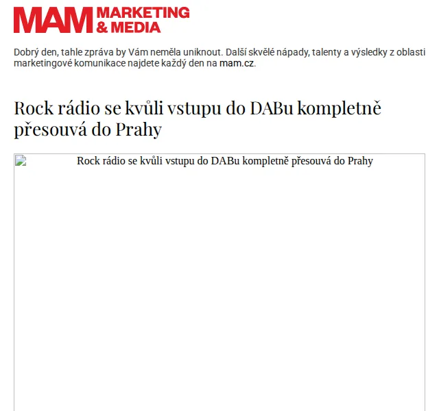 Marketing & Media: Rock rádio přesouvá studio do Prahy kvůli DABu – červen 2026 | Nuslet.cz