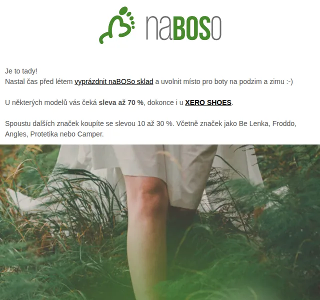 naBOSo: Letní výprodej až 70 % na Xero Shoes, Be Lenka a další – červen 2026 | Nuslet.cz