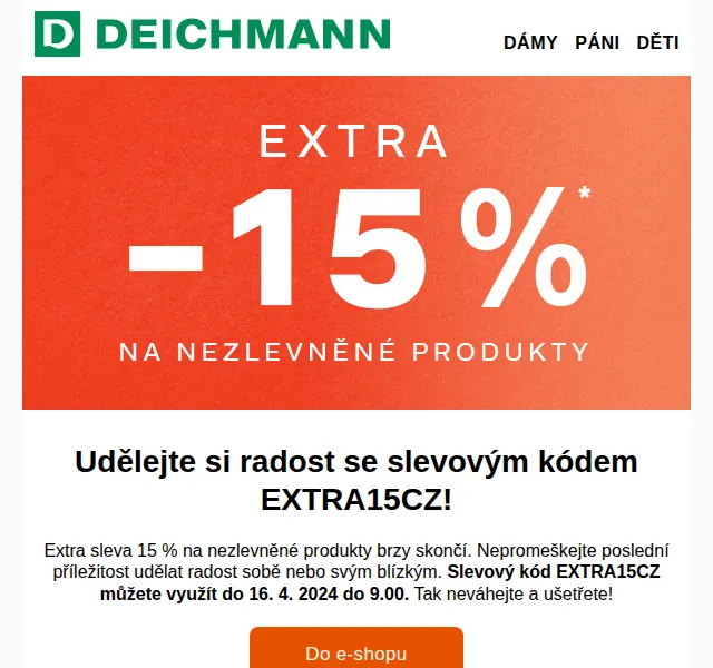 DEICHMANN: Extra 15% na vše nezlevněné – duben 2024 | Nuslet.cz