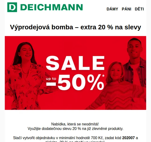 DEICHMANN: Extra 20 % na výprodej – červenec 2026 | Nuslet.cz
