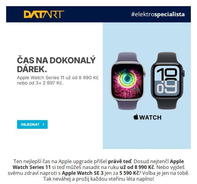 DATART: Apple Watch Series 11 od 8 990 Kč – Červen 2026