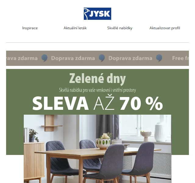 JYSK: Nábytek a zahrada až -70 % – duben 2026