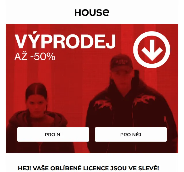 HOUSE: Až -50 % na licencovaná trička – červenec 2026 | Nuslet.cz