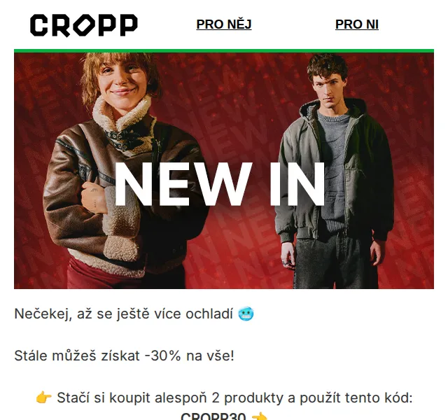 Cropp: -30% na vše při nákupu 2 ks – červen 2026 | Nuslet.cz