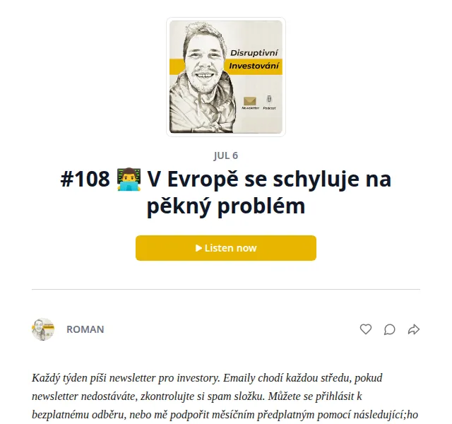Substack: Investiční tipy na červen 2026 – 0% sleva | Nuslet.cz