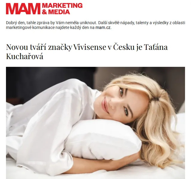 Marketing & Media: Novou tváří Vivisense je Taťána Kuchařová – červenec 2026 | Nuslet.cz