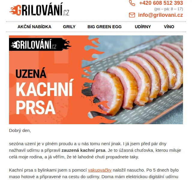 Grilování.cz: Uzená kachní prsa v udírně Bradley – červen 2026 | Nuslet.cz