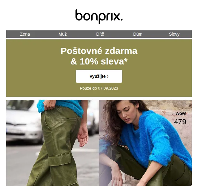 Bonprix: Poštovné zdarma a 10% sleva – červen 2026 | Nuslet.cz