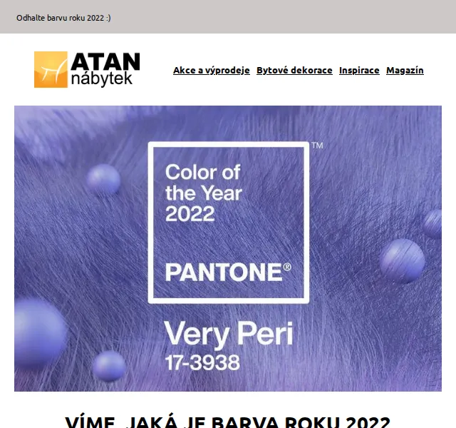 ATAN nábytek: barva roku 2022 Very Peri – červen 2026 | Nuslet.cz
