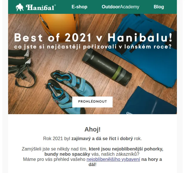 Hanibal.cz: Nejoblíbenější outdoorové vybavení roku 2021 – červen 2026 | Nuslet.cz