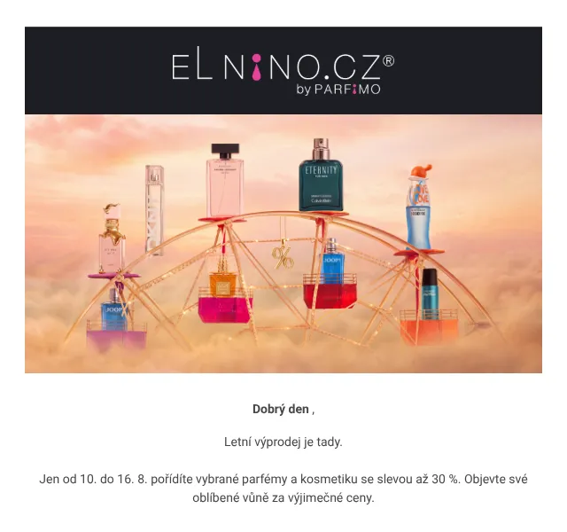 Elnino.cz: Parfémy až 30 % — srpen 2026 | Nuslet.cz