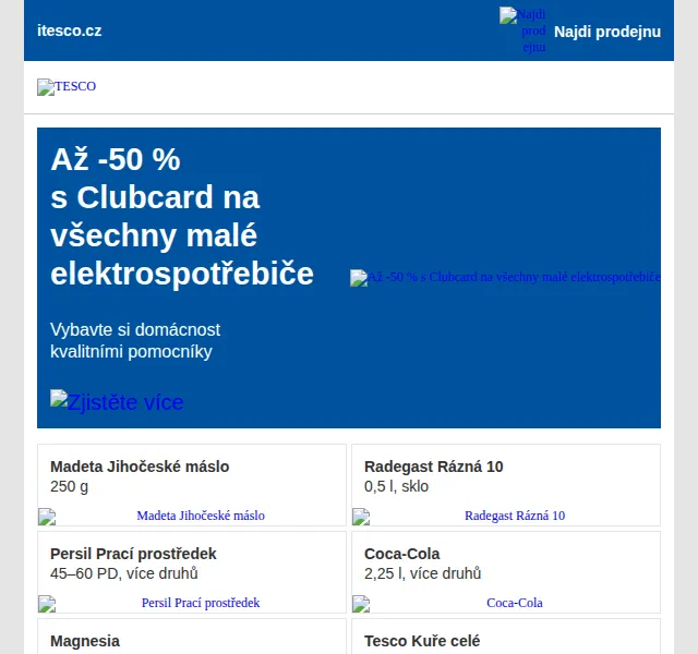 Tesco: -50 % na malé spotřebiče s Clubcard – červen 2026 | Nuslet.cz