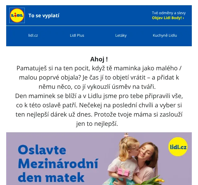 Lidl: Dárky pro mámu, vysavače -30 % – duben 2026