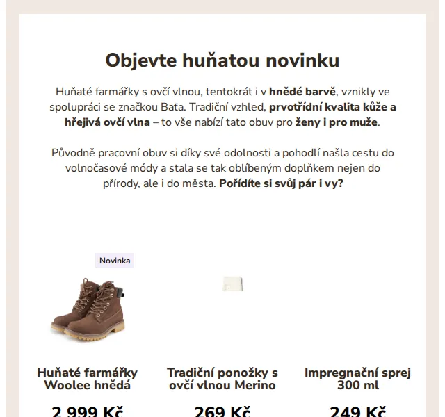 Ovečkárna: Huňaté farmářky Baťa Woolee za 2 999 Kč – červen 2026 | Nuslet.cz