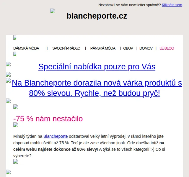 Blancheporte: 80% slevy na letní výprodej – červen 2026 | Nuslet.cz