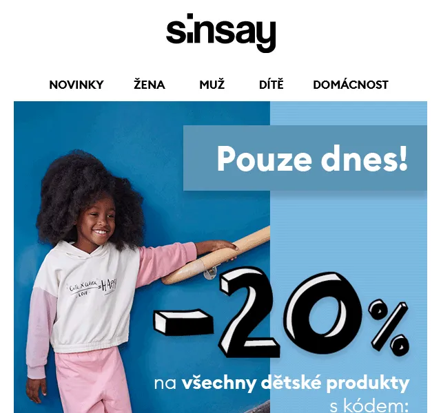 Sinsay: -20 % na všechny dětské produkty – červen 2026 | Nuslet.cz