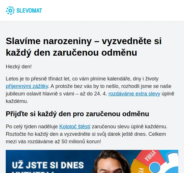 Slevomat: Kolotoč štěstí extra slevy až 50 milionů – červen 2026 | Nuslet.cz